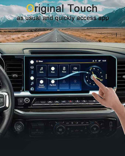 2 Pack Tempered Glass Screen Protector for Chevrolet Silverado 1500 & GMC Sierra 1500 2022-2026,13.4"+12.3" Film For Chevy 2500HD 3500HD 2026 2025 2024 2023 2022 Accessories - No Knob Screen