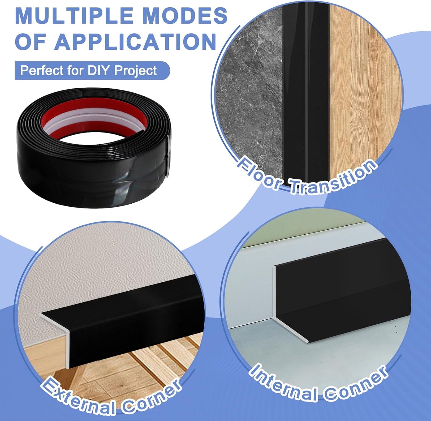 Wall Corner Protector Moulding Trim Peel and Stick Wall Corner Guards Trim Flexible Self Adhesive Edge Protector Moulding, 2.4 in x 20 Ft, Black