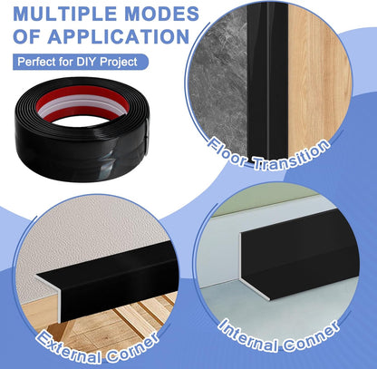 Wall Corner Protector Moulding Trim Peel and Stick Wall Corner Guards Trim Flexible Self Adhesive Edge Protector Moulding, 0.8 in x 40 Ft, Black