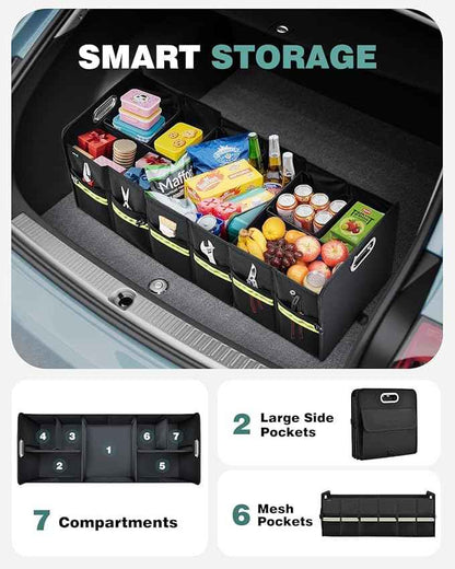 FLORICH Trunk Organizer for Suv, Large Truck Organizer Back Seat Storage Premium, Collapsible Multi-Compartment Car Organizers and Storage Waterproof