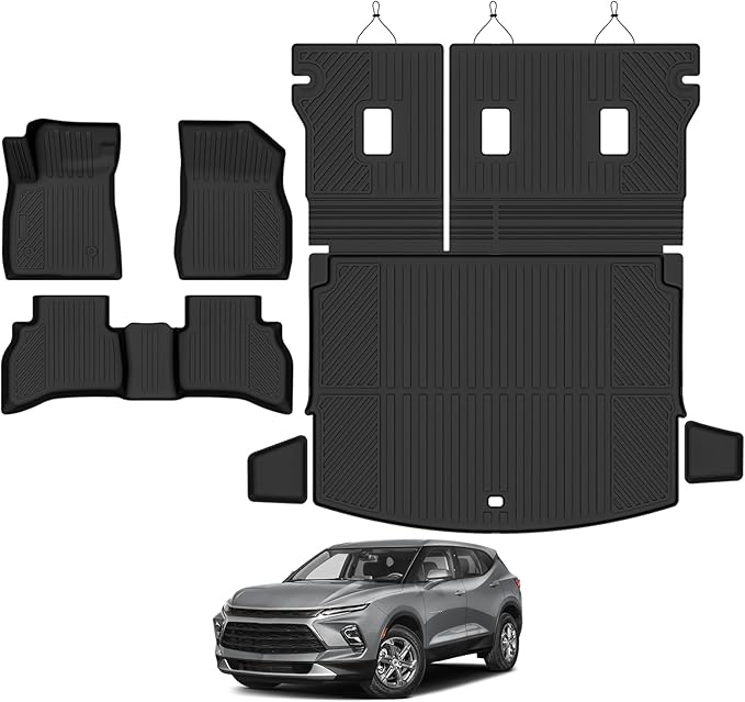 Custom Fit Floor Mats for 2021-2025 2026 Chevrolet Trailblazer AWD(Only Fit Cargo in Upper Deck Position), All Weather TPE Floor Liners with Trunk Mat & Backrest Protectors, Interior Accessories