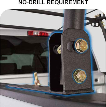 Rockland Universal Full-Size Steel Over-Cab Truck Rack, 800 LBS Capacity, 136.5" x 55" x 34.25", 49"-64" Adjustable Truck Bed Width, Extendable Truck Ladder Rack with None Drilling C-Clamps