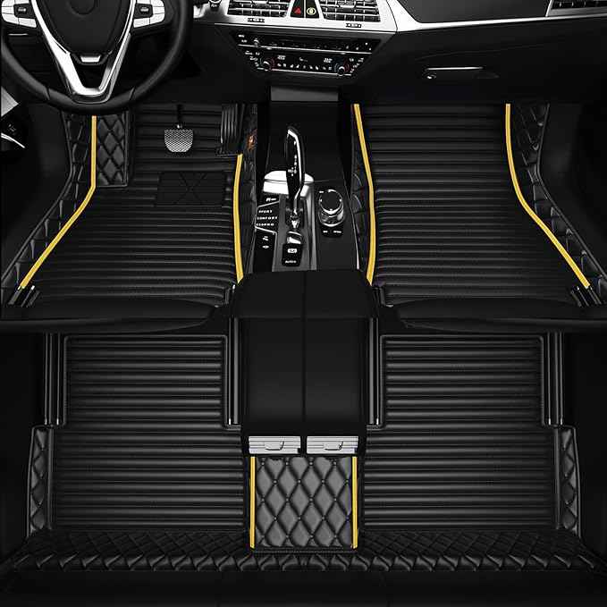 Customized Personalized car Floor MATS Luxury Full-Body car Floor mats are Suitable for 99% of Vehicle Models (Pickup Trucks/SUVs/sedans) and Offer Personalized Text Customization (Yellow1+1)