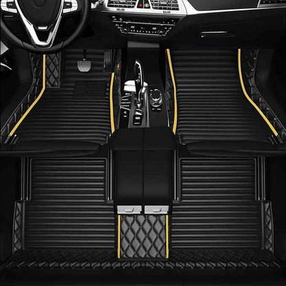 Customized Personalized car Floor MATS Luxury Full-Body car Floor mats are Suitable for 99% of Vehicle Models (Pickup Trucks/SUVs/sedans) and Offer Personalized Text Customization (Yellow1+1)