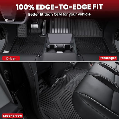 LASFIT Premium Extra Thick Floor Mats & Bed Mat for Tesla Cybertruck 2025/2024/2023 Custom Fit TPE All Weather 1st & 2nd Row Car Accessories Full Set Front Rear Cargo Trunk Liners, 6PCS Black