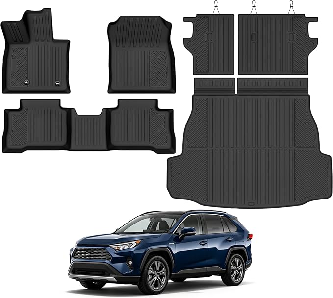 Custom Fit Floor Mats for Toyota RAV4 Hybrid 2026(Not for Phev)(Not for Cargo Area with subwoofer), All Weather TPE Floor Liners & Trunk Mat & Backrest Protectors, Full Set Interior Accessories