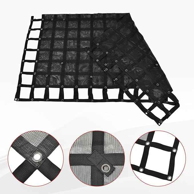 Heavy Duty 105" x 120" Truck Bed Cargo Net with Adjustable Cam Buckles & S-Hooks & Cross Strap,8.75' x 10' Cargo Net with 1500LBS Capacity for Pickup Truck Bed Trailer SUV Jeeps