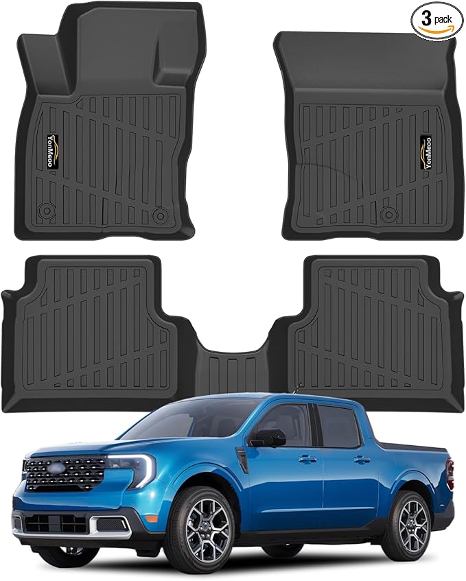 Floor Mats Custom for Ford Maverick 2022-2025 2026 Gas (Not for Hybrid) All Weather TPE Rubber Protection Front & Rear Row Anti-Slip Automotive Floor Liners for Maverick 2025 Accessories, Black