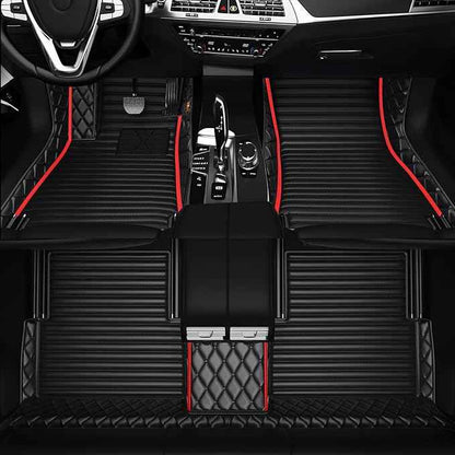 Customized Personalized car Floor MATS Luxury Full-Body car Floor mats are Suitable for 99% of Vehicle Models (Pickup Trucks/SUVs/sedans) and Offer Personalized Text Customization (Red1+1)