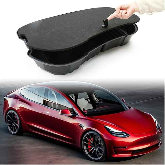 Car Front Trunk Storage Box Frunk Organizer Cargo Protective Tray Compatible For Tesla Model 3 2024 Storage Container(Without Cover)