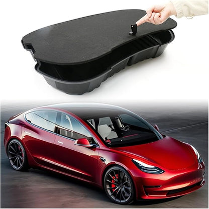 Car Front Trunk Storage Box Frunk Organizer Cargo Protective Tray Compatible For Tesla Model 3 2024 Storage Container(With Cover)