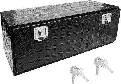 48 * 18 * 18 Aluminum Heavy Duty Diamond Plate ToolBox Chest Box Pick Up Truck Bed RV Trailer Toolbox Storage Organizer with T-Handle Latch Dual Lock Keys - Black