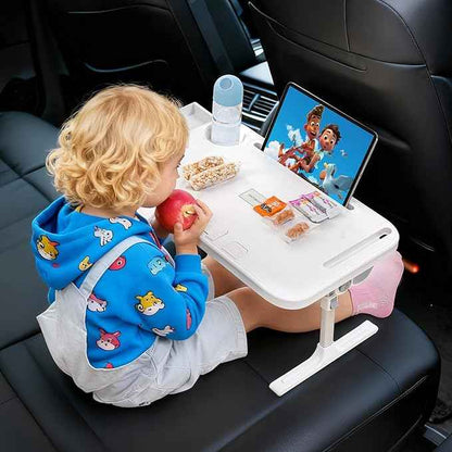 Foldable Car Seat Tray Table, Adjustable Multifunctional Lap Tray for Kids, Portable Car Lap Desk for Laptop Computer Tablet, Rear Seat Tray for Eating/Reading, Travel Essentials Accessories