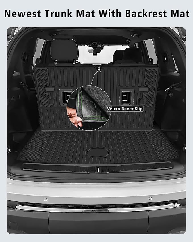 Floor Mats Custom for Grand Cherokee L 2021-2025 2026 Captain Chair(Only for 6-Seater w/o 2nd Row Armrest) TPE All Weather Cargo Liner with Backrest Mat & Door Sill Guards Accessories, Black
