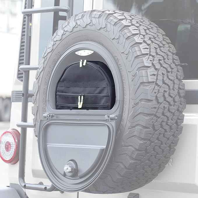 Spare Tire Storage Bag Compatible with INEOS Grenadier 2020-2025 Spare Tire Storage Slot Interior Organizer Bag Multi-Function Off-Road Outdoor Camping Cargo Storage Bag (Black)