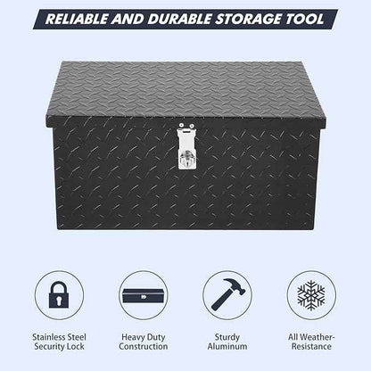 20 Inch Heavy Duty Aluminum Diamond Plate Tool Box Pick Up Truck Bed RV Trailer Toolbox Waterproof Square Storage Organizer with Side Handle, Lock and Keys