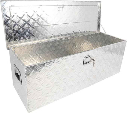 SCITOO 44 Inch Diamond Plate Truck Bed Tool Box,Heavy Duty Aluminum Crossover Storage for Most Full Size Pickups,Lockable Weatherproof Chest,Fits 44" Truck Beds,Easy Access to Load and Unload