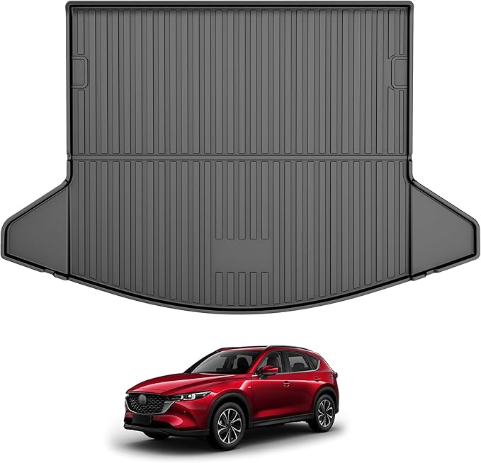 Trunk Cargo Liner Mat Tray fit for Mazda CX-5 2017-2025 2026 All Weather Rear Trunk Carpet Interior CX5 Accessories Waterproof Custom Fit Odorless TPE (Black)