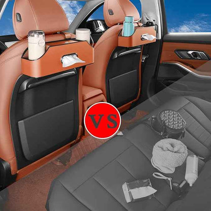 HOLDCY Car Back Seat Organizer with 2 Drink Cup Holder - Tissue Box and Storage Box Hook - Multi-functional Storage - Great for Kids and Travel (Orange)