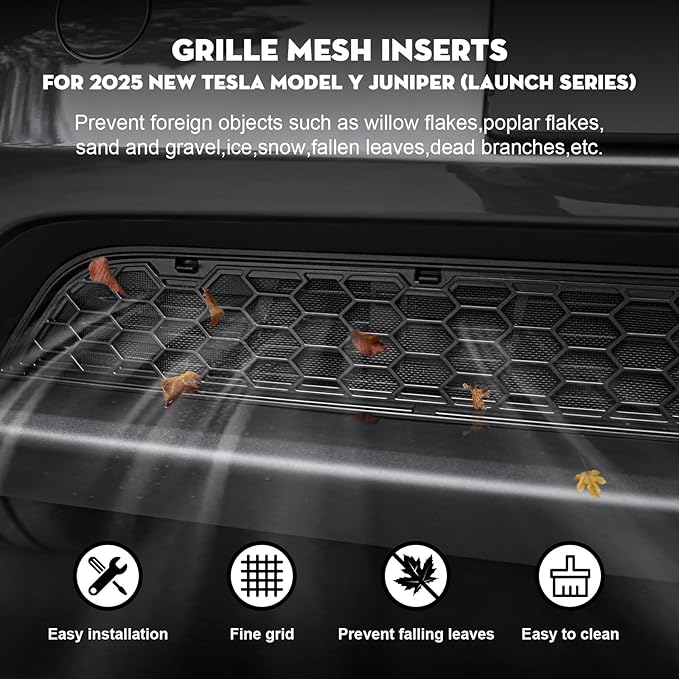 Grille Mesh Inserts for 2026 Tesla New Model Y Premium Front Air Inlet Vent Grille Cover Replacement for Tesla Model Y Juniper Accessories (Not fit 2026 Standard & Performance)