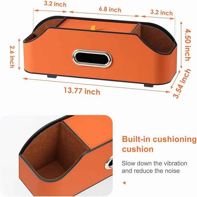 Car Rear Backseat Extra Multifunctional Drink Cup Holder Organizers with Tissue Storage Box Organizer & Hooks for Car Seat Back. Orange