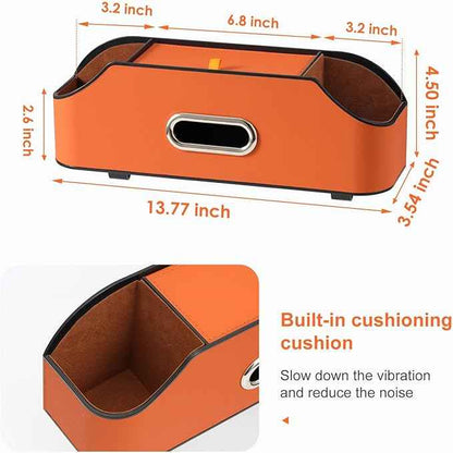Car Rear Backseat Extra Multifunctional Drink Cup Holder Organizers with Tissue Storage Box Organizer & Hooks for Car Seat Back. Orange
