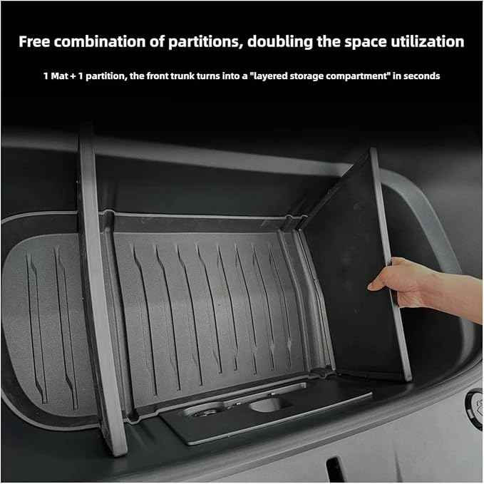 Compatible For Tesla Model Y Juniper 2025 Launch 2026 Front Trunk Mat Partition Board TPE Frunk Protector Cushion Organizer Storage Box(MY Juniper 2)