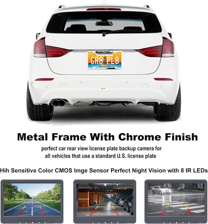 License Plate Backup Camera, JPP Front/Rear View Camera 170° Viewing Angle Universal Car Reverse Camera Waterproof 8 LED Night Vision Vehicle Reverse Camera