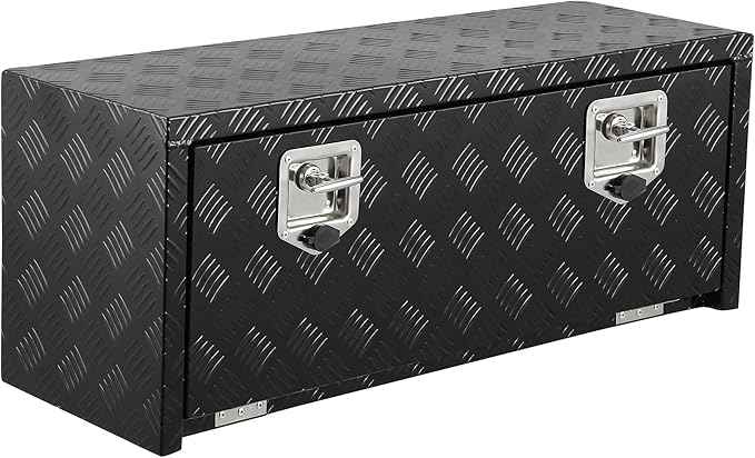 Heavy Duty Aluminum Diamond Plate Tool Box Chest Box Pick Up Truck Bed RV Trailer Toolbox Storage Lockable Organizer with Lock Keys