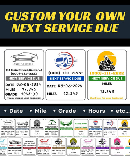 Oil Change Stickers for Windshield Personalized with Your Logo- Custom Oil Change Labels 2''-2.8'', Clear and White Next Service Due Labels for Car Auto Vehicle Window,50-10k Stickers (Small)