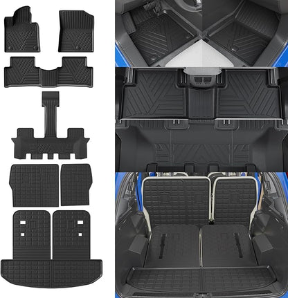 Rongtaod Floor Mats Compatible with 2021-2025 2026 Kia Sorento 6&7 Seats NO Hybrid Cargo Mat Cargo Liner Trunk Liner Trunk Mat Kick Mats Back Seat Protector 2024 Fuel Sorento Accessories (Set of 7)