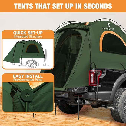 Truck Bed Tent 5.5' ~ 5.8', Upgrade Quick Setup Truck Tent for Camping, 3000mm Waterproof Pickup Truck Tent for 2 Person, Ford, GMC, Toyota, Chevy, Dodge, Nissan