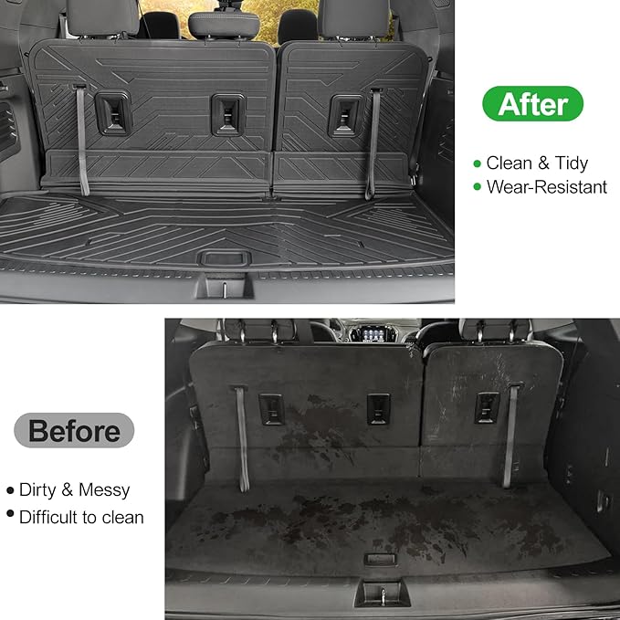 Cargo Mat for 2024 2025 2026 Chevy Traverse & 2025 2026 Buick Enclave 7/8 Seats, All Weather TPE Cargo Liner with Back Seat Cover 3rd Row Accessories, Rear Trunk Mat with Backrest Mat