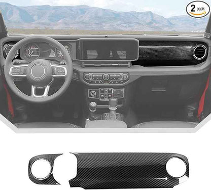 JeCar 2pcs for 2024+ Jeep Wrangler JL Interior Accessories Center Console Dash Panel Cover Trim (Carbon Fiber)