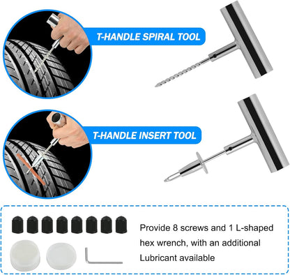 Tire Repair Kit, Tire Inflator Portable Air Compressor, Heavy Duty Flat Tire Repair Kit With 12V Air Pump For SVU, Car, Motorcycle, Truck, RV And Other Tire Repair