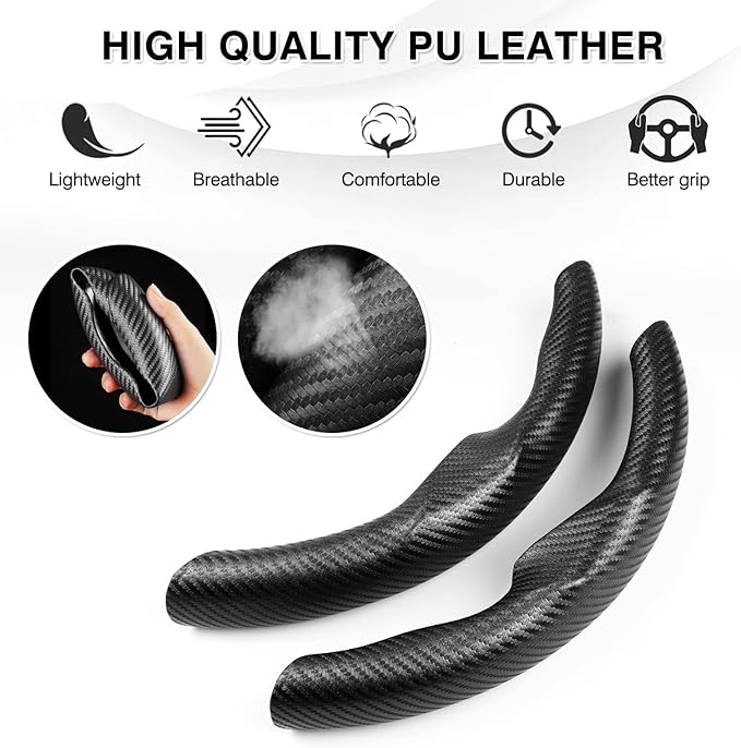Steering Wheel Cover for Telsa Model 3/Model Y Accessories Carbon Fiber Steering Wheel Cover Protector Anti-Slip, Comfortable Grip, Breathable, Model 3/Y Accessories, Black