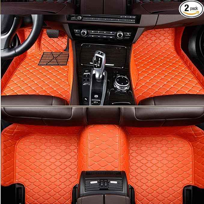 Custom Making Car Floor Mats Compatible with Audi BMW Mercedes-Benz Toyota Lexus Honda Infiniti Nissan Hyundai Kia All Models 2005-2026 (Orange)