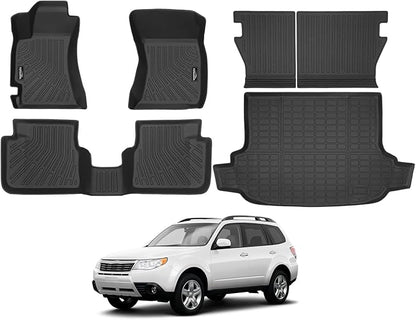 Tongama-Floor Mats for 2009-2013 Subaru Forester, All Weather TPE Floor Liners and Trunk Mat and Backrest Mats Protectors for Subaru Forester Interior Waterproof Accessories