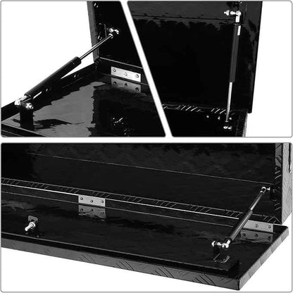 DNA MOTORING Aluminum Lockable Storage Box, Trailer Tongue & Truck Bed Tool Box w/Keys & Side Handle, Black Organizer w/Diamond Tread Pattern, 39"L x 13.3"W x 10"H, TBOX-T5-004-BK