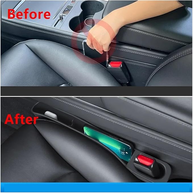 Side Seam Filler 2PCS Seat Gap Storage Box Fit for Tesla Model 3/Y Seat Gap Filler Organizer Crevice Organizer Filler Pocket for Wallet Keys Card Gap Filling(White)