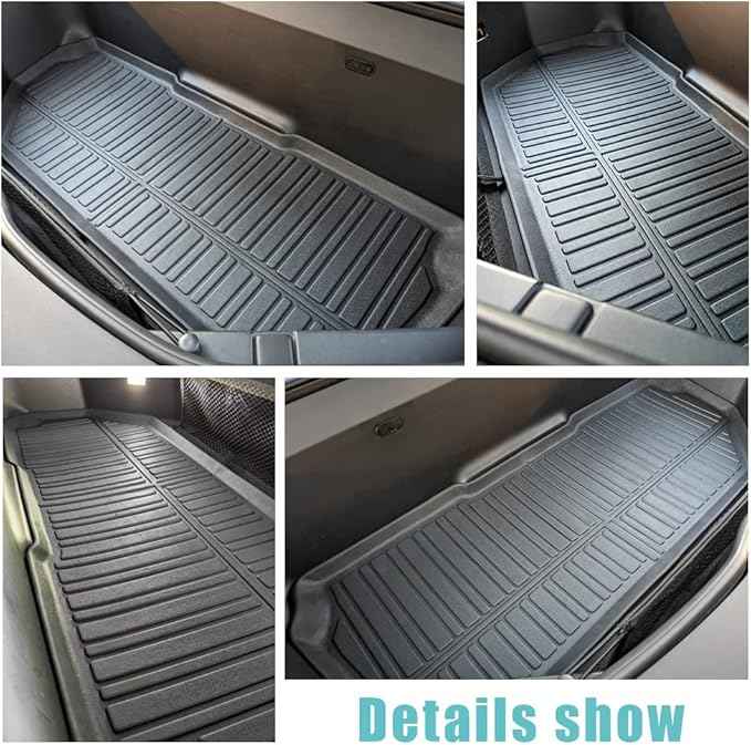 BestEvMod for Rivian R1T R1S All-Weather Front Trunk Mat TPE Material Rubber Cargo Liner Compatible with Rivian R1T R1S 2022 2023 2024 Accessories (Upper Layer)