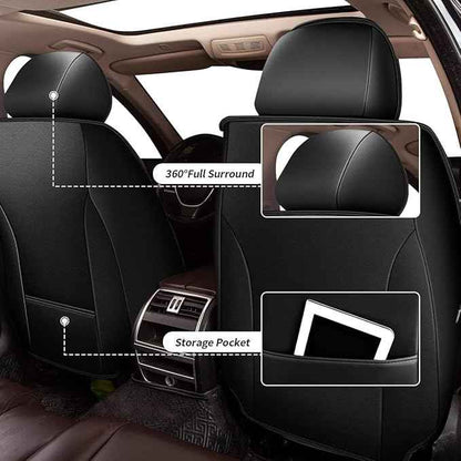 YORKNEIC 2 Front Seat Covers Fit for Chevrolet Chevy Cobalt 2005-2010: Leather Car Seat Covers - Waterproof Car Seat Protector Compatible Airbag (Black & Grey)