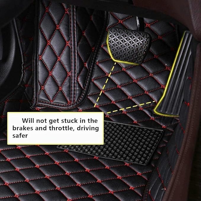 Custom Car Floor Mats for 99.99% Sedan SUV Sports Car Men Women Protection Full Coverage Pads Anti-Slip Leather Floor Lining All Weather Car Floor Mats (Edge Beige, Medium red Beige)