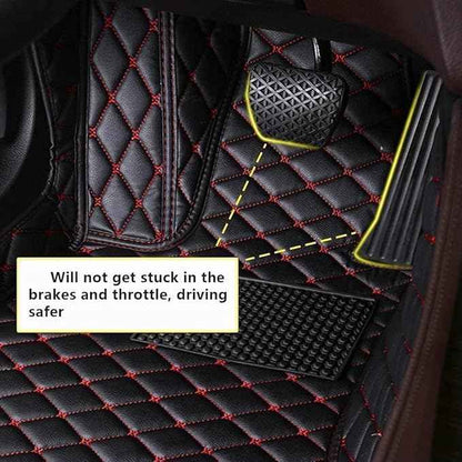 Custom Car Floor Mats for 99.99% Sedan SUV Sports Car Men Women Protection Full Coverage Pads Anti-Slip Leather Floor Lining All Weather Car Floor Mats (Black and Red)
