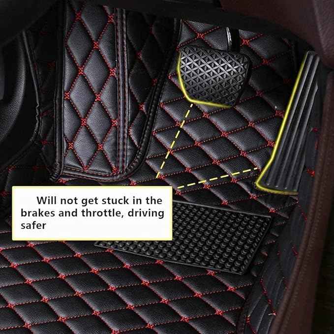 Custom Car Floor Mats for 99.99% Sedan SUV Sports Car Men Women Protection Full Coverage Pads Anti-Slip Leather Floor Lining All Weather Car Floor Mats (Edge Apple Green Medium Black Beige)