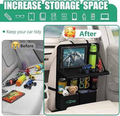 Car Backseat Organizer with Tray(2Pac) and Multi-Functional Car Storage Box with Cooler