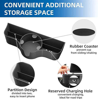 3-in-1 Car Headrest Backseat Organizer with 3.7" Backseat Cup Holder for Car, Seat Back Organizer with Hooks