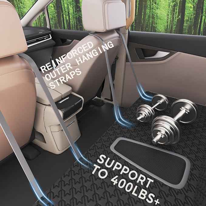 Upgraded Durable Hard Bottom Dog Car Seat Cover with EPE Sponge Cushion, Foldable Dog Rear Seat Protector, Waterproof Pet Car Seat Hammock, Seamless Dogs Back Seat Extender for SUV Truck(XL)