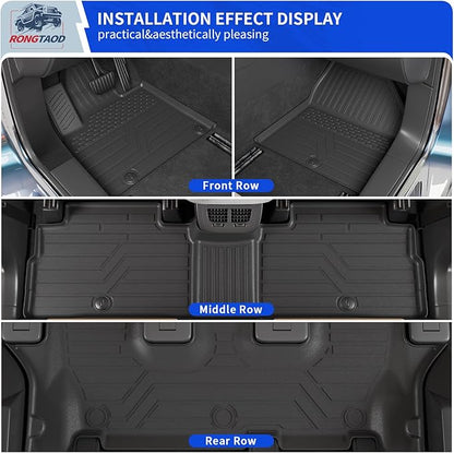 Rongtaod Floor Mats Compatible with 2020-2025 Kia Telluride 7&8 Seats (Not for 2027) Cargo Mat Trunk Mat Cargo Liner TPE All Weather Floor Liner 2024 Kia Telluride Accessories (Floor Mats)