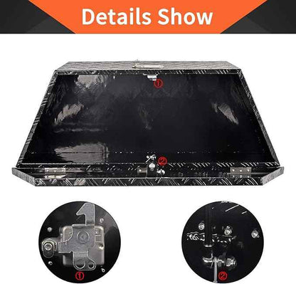 39 Inch Aluminum Trailer Tongue Tool Box 5 Bar Tread Wide Utility ToolBox for Pick Up Truck RV Storage Organizer Tool Box with Lock and Keys - 39"X16.5"X12" Black